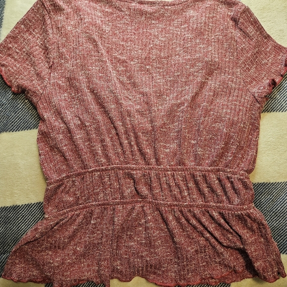 LoveCrazy Juniors Heathered Red Short Sleeve 2 Piece Top Size Small - Picture 11 of 11